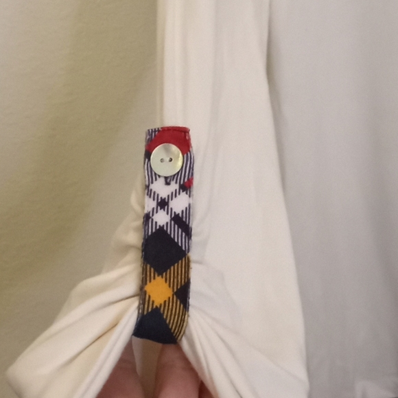 Ali Miles Cowl Neck Tunic with Plaid Trim - Picture 5 of 15